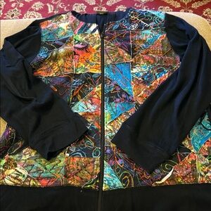 Chico’s Beaded Hoodie Zip Up Long Sleeve Jacket Size 2 (TD)